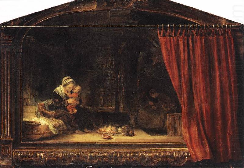 The Holy Family with a Curtain, REMBRANDT Harmenszoon van Rijn